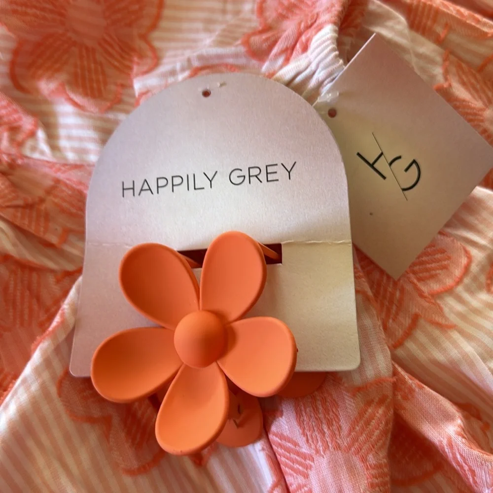 HAPPILY GREY girls matching set top & skirt w/ matching hair claw SMALL  NWT